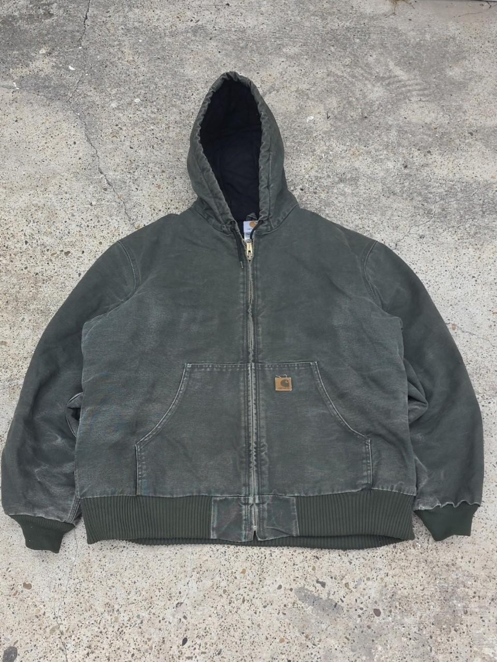 Carhartt Jacket J130 Moss Canvas Hooded Quilted Lined Size XLCONDITION: fading